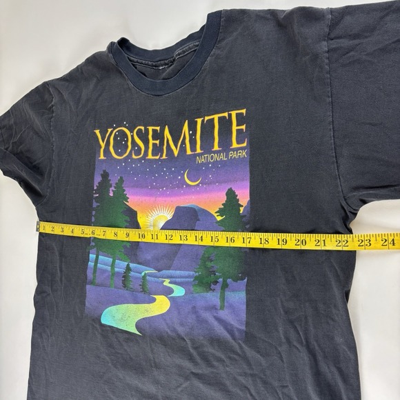 Vintage Yosemite National Park Sunset Mountain Moon Single Stitch Black Camp M/L - Picture 7 of 7